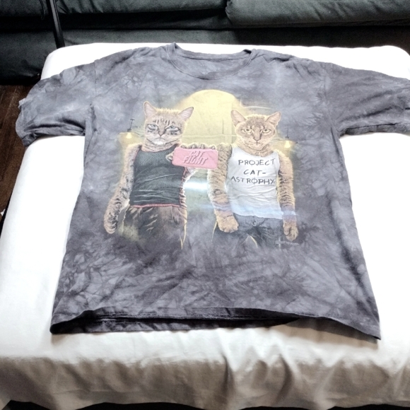 The Mountain Other - The Mountain Mens Gray Tie Dye Cat Graphic T-Shirt Size XL